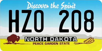 ND license plate HZO208