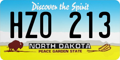 ND license plate HZO213
