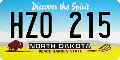 ND license plate HZO215