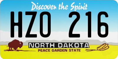 ND license plate HZO216