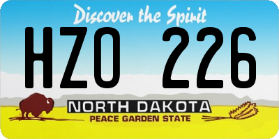 ND license plate HZO226