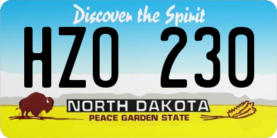 ND license plate HZO230