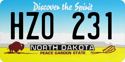ND license plate HZO231