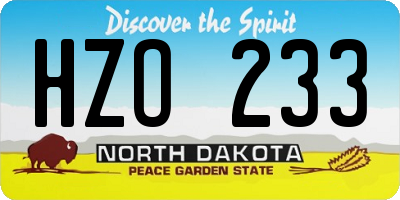 ND license plate HZO233
