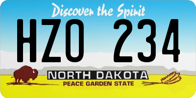 ND license plate HZO234