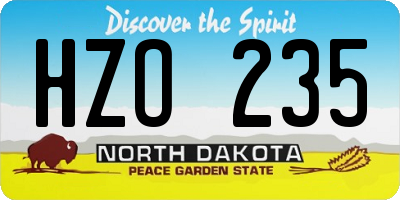 ND license plate HZO235