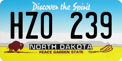 ND license plate HZO239
