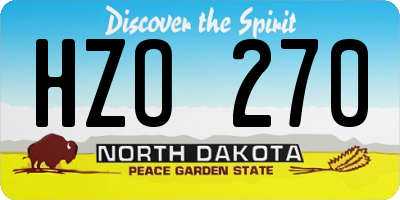 ND license plate HZO270
