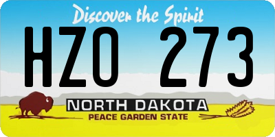 ND license plate HZO273