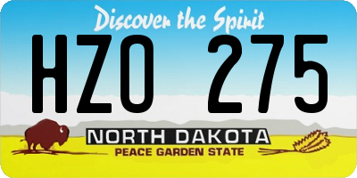 ND license plate HZO275