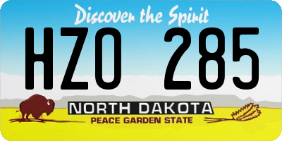 ND license plate HZO285