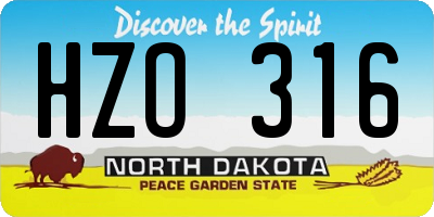 ND license plate HZO316