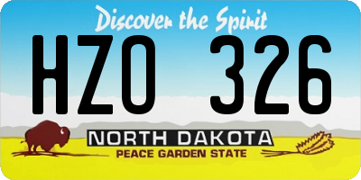 ND license plate HZO326