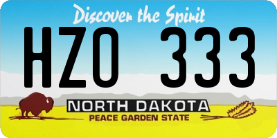 ND license plate HZO333