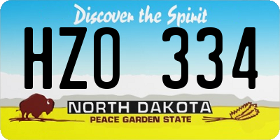 ND license plate HZO334