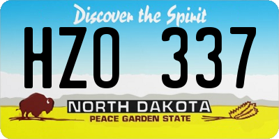 ND license plate HZO337