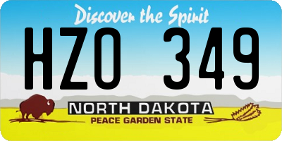 ND license plate HZO349