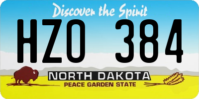 ND license plate HZO384