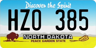 ND license plate HZO385
