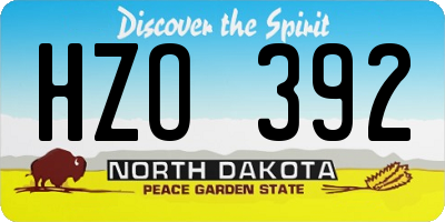 ND license plate HZO392
