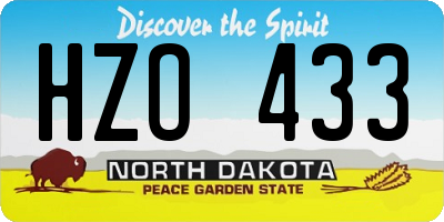 ND license plate HZO433