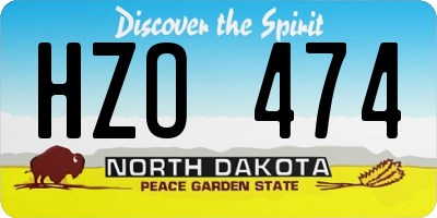 ND license plate HZO474