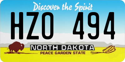 ND license plate HZO494