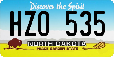 ND license plate HZO535