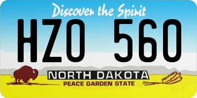 ND license plate HZO560