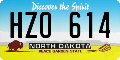 ND license plate HZO614