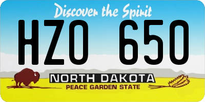 ND license plate HZO650