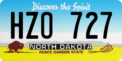 ND license plate HZO727