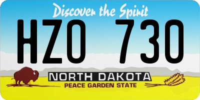ND license plate HZO730