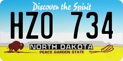 ND license plate HZO734