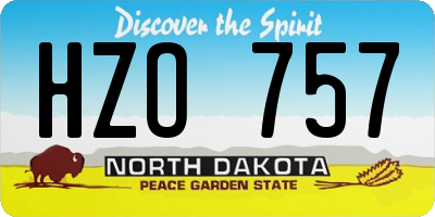 ND license plate HZO757