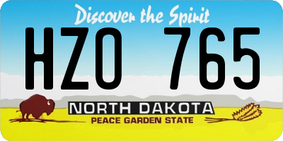 ND license plate HZO765