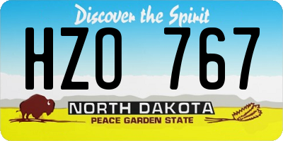 ND license plate HZO767