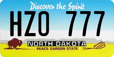 ND license plate HZO777