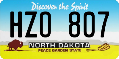 ND license plate HZO807