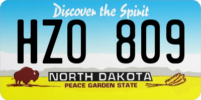 ND license plate HZO809