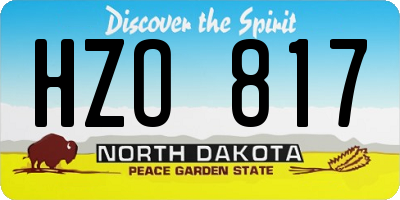 ND license plate HZO817