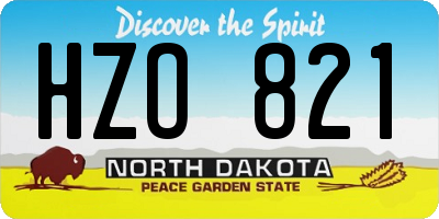 ND license plate HZO821