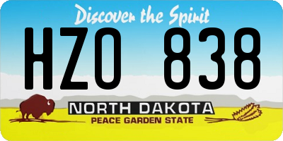 ND license plate HZO838