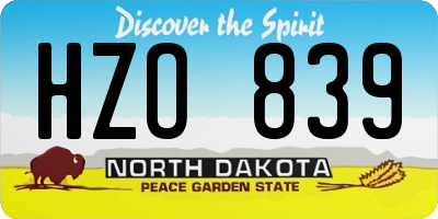 ND license plate HZO839