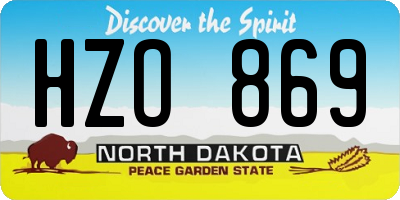 ND license plate HZO869