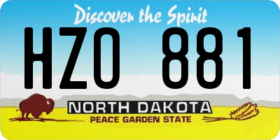 ND license plate HZO881