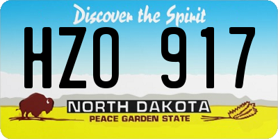 ND license plate HZO917