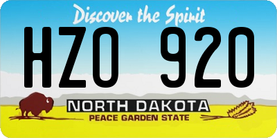 ND license plate HZO920