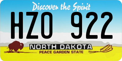 ND license plate HZO922