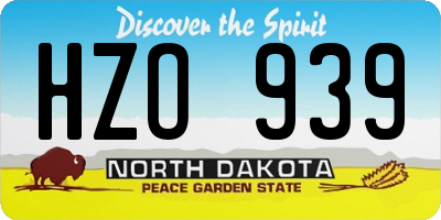 ND license plate HZO939
